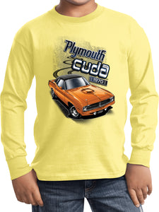 Kids Plymouth T-shirt 1970 Cuda Youth Long Sleeve - Senob right