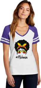 Mom Bun Rasta Melanin Womens Game V-neck T-shirt - Senob right