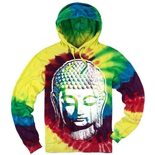 Mens Tie Dye Big Buddha Head Hoodie - Senob right