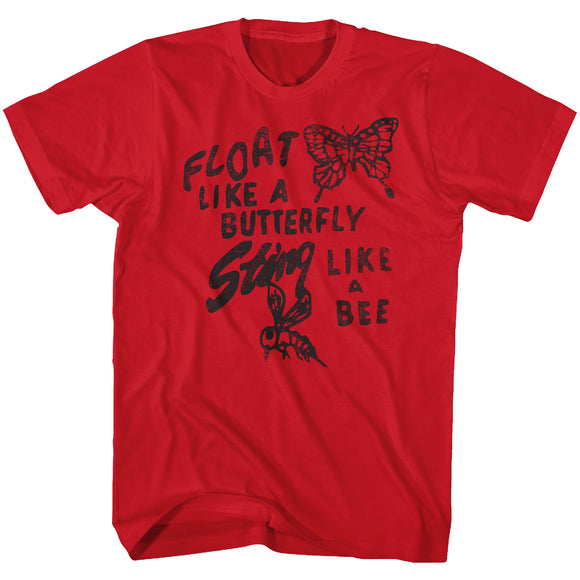 Muhammad Ali T-Shirt Float Like A Butterfly Red Tee - Senob right