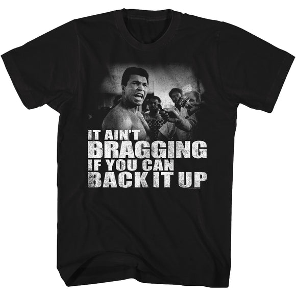 Muhammad Ali T-Shirt Ain't Bragging If You Can Back It Up Black Tee - Senob right