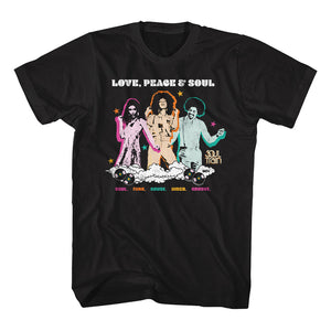 Soul Train Love Peace and Soul Music Black Tall T-shirt - Senob right