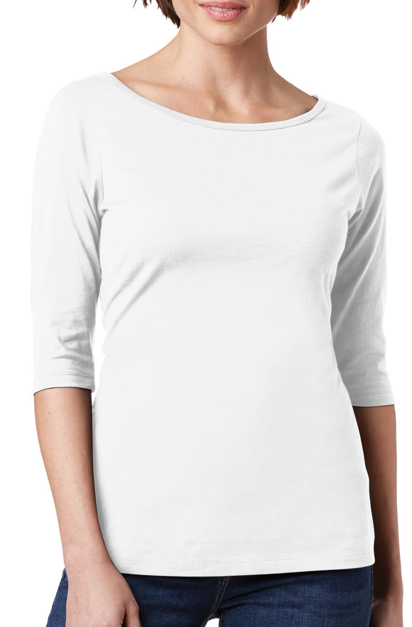 Womens 100% Cotton Elbow-Length Scoop Neck Senob right Tee Shirt - Senob right