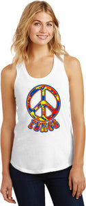 Ladies Peace Tank Top Funky Peace Sign Racerback - Senob right