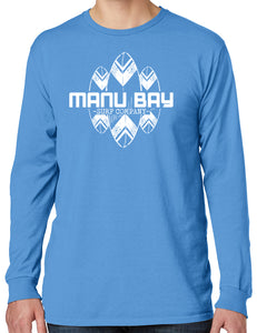 Manu Bay Surf Company SURFBOARDS Mens Cotton Long Sleeve Surfer Tee Shirt - Senob right