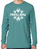 Manu Bay Surf Company SURFBOARDS Mens Cotton Long Sleeve Surfer Tee Shirt - Senob right