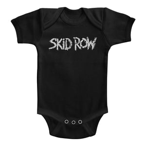 Skid Row Infant Bodysuit White Logo Black Romper - Senob right