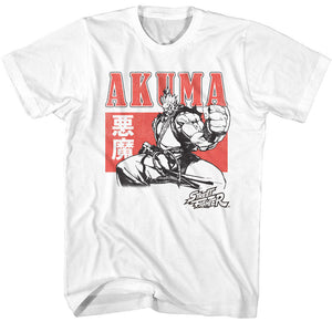 Street Fighter Akuma Stance White Tall T-shirt - Senob right