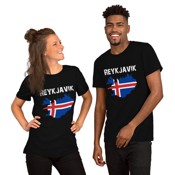 Reykjavik Iceland Flag Unisex T-Shirt - Senob right