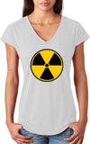 Ladies Radiation T-shirt Radioactive Fallout Symbol Tri V-Neck - Senob right