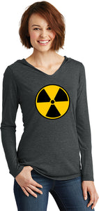 Ladies Radiation T-shirt Radioactive Fallout Symbol Tri Hoodie - Senob right